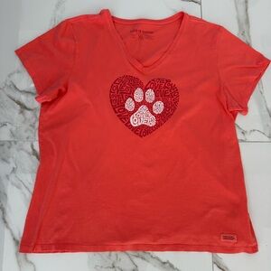 Life is Good Women’s Animal Paw Love Heart Graphic V-Neck Tee - Sz. XL